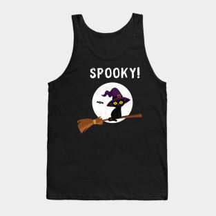 Spooky Witch's Cat Halloween Tank Top